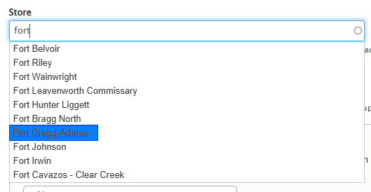 demonstration of a user selecting the name of a Store.