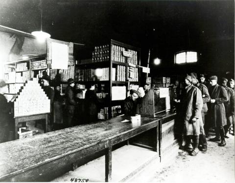 American soldiers purchase items at a commissary in France in 1919 Thumbnail