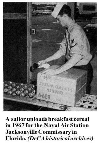 Sailor unloads cereal at Jacksonville Commissary in 1967