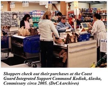 shoppers checkout at the Kodiak, Alaska commissary circa 2005