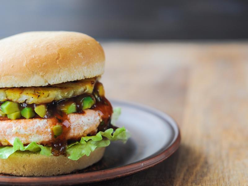 Grilled Salmon Burger with a Sweet Tang Thumbnail