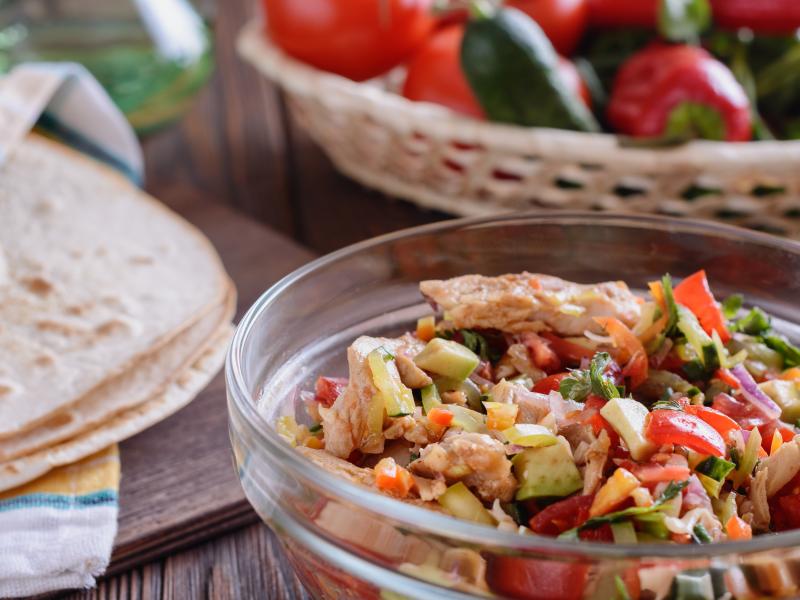 Image of a chicken tortilla fajita bowl