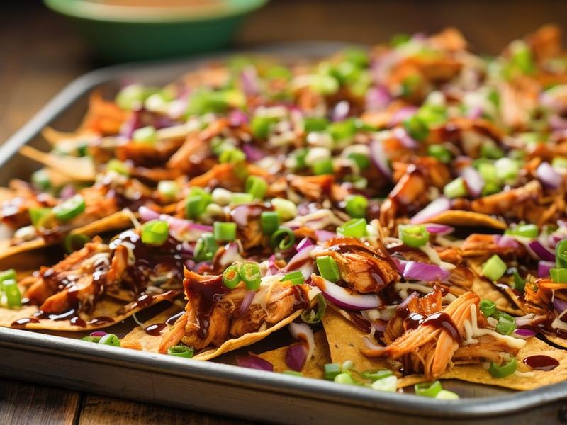 Hot Honey Chipotle BBQ Chicken Nachos